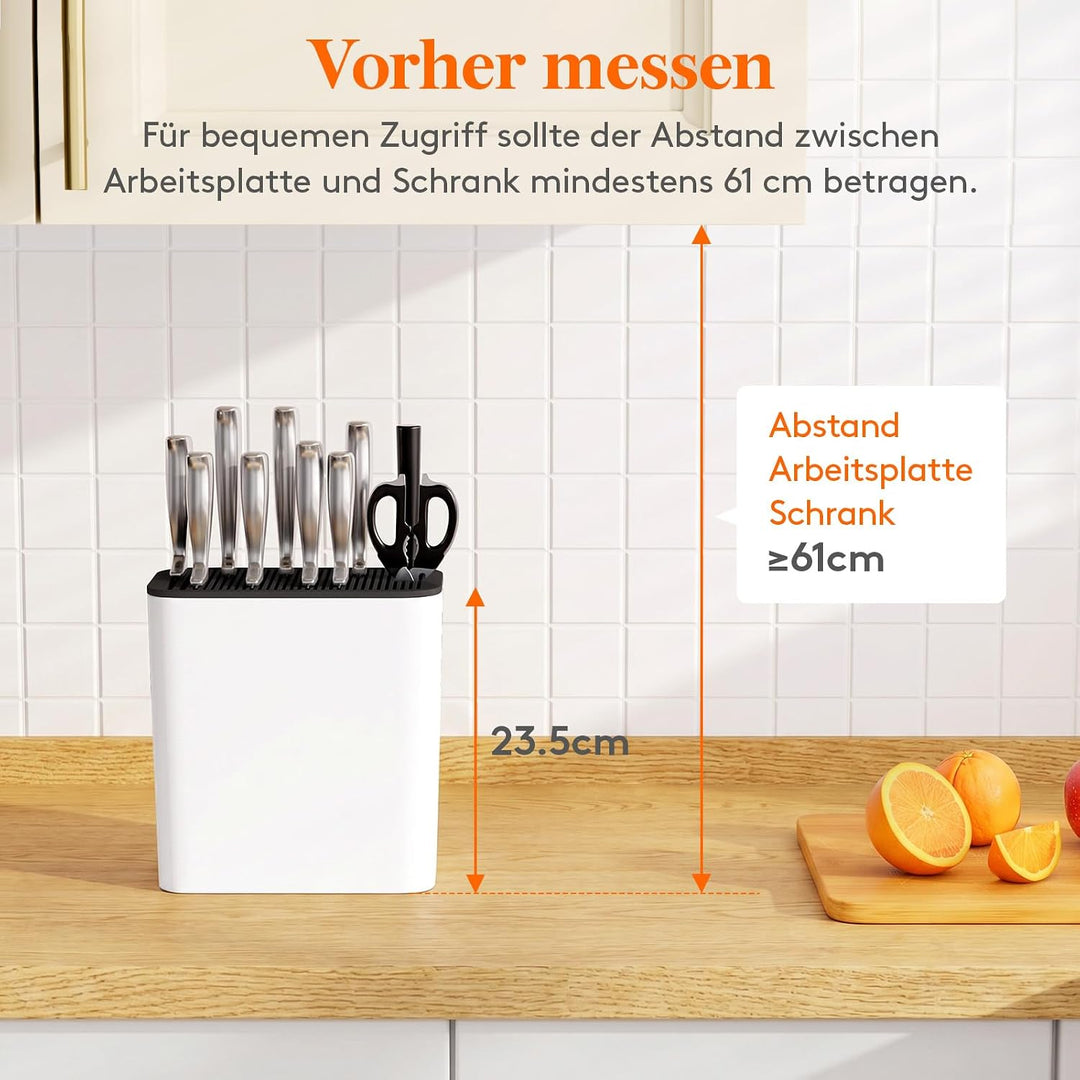 Lifewit Messerblock ohne Messer Schwarz, für bis zu 25 Messer, Weiss | Kunststoff Messerständer, mit