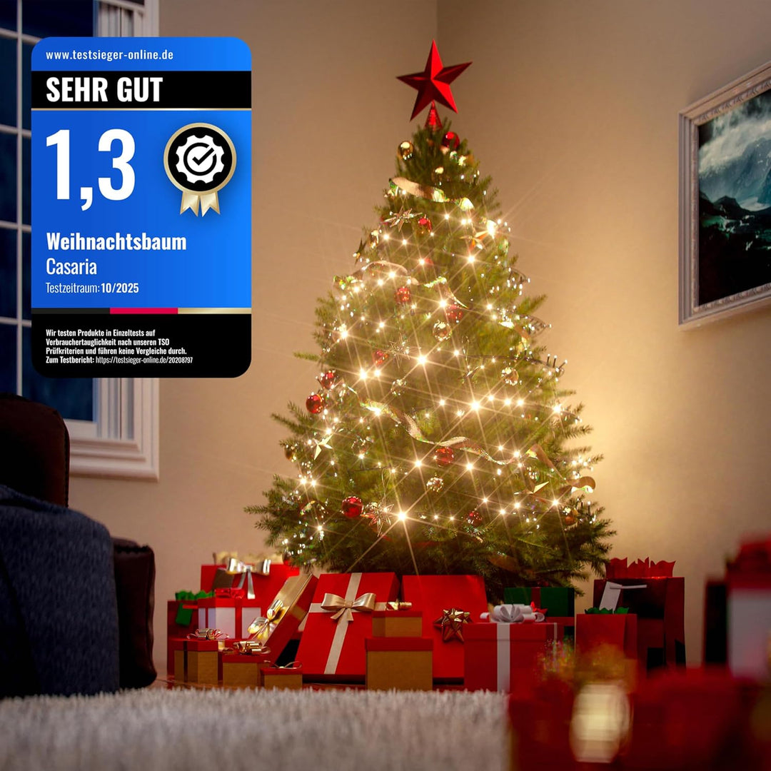 CASARIA® Weihnachtsbaum künstlich 150cm dichte Spitzen schneller Aufbau mit Tannenzapfen Metallständ