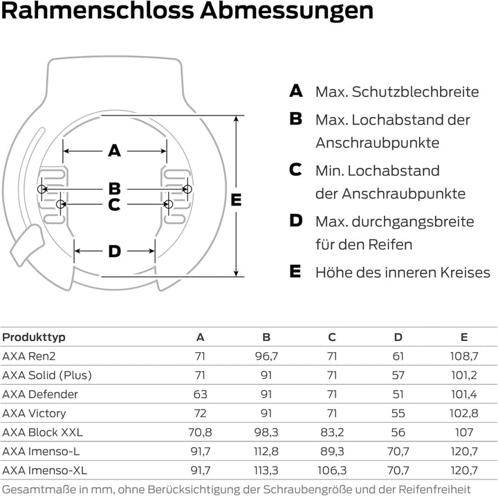 AXA Imenso Large Retractable – Fahrradschloss – Rahmenschloss – Sicherheitsstufe 12 – Kombinierbar m