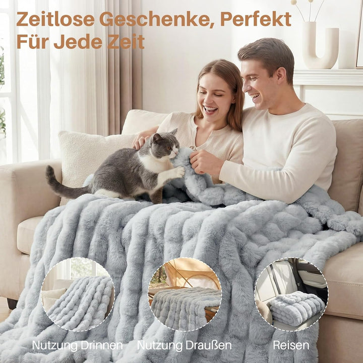 Kuscheldecke Kaninchen Plüsch Decke Super Soft Wohndecke Dick 1000 G/M² Flanell Decke Couchdecke War