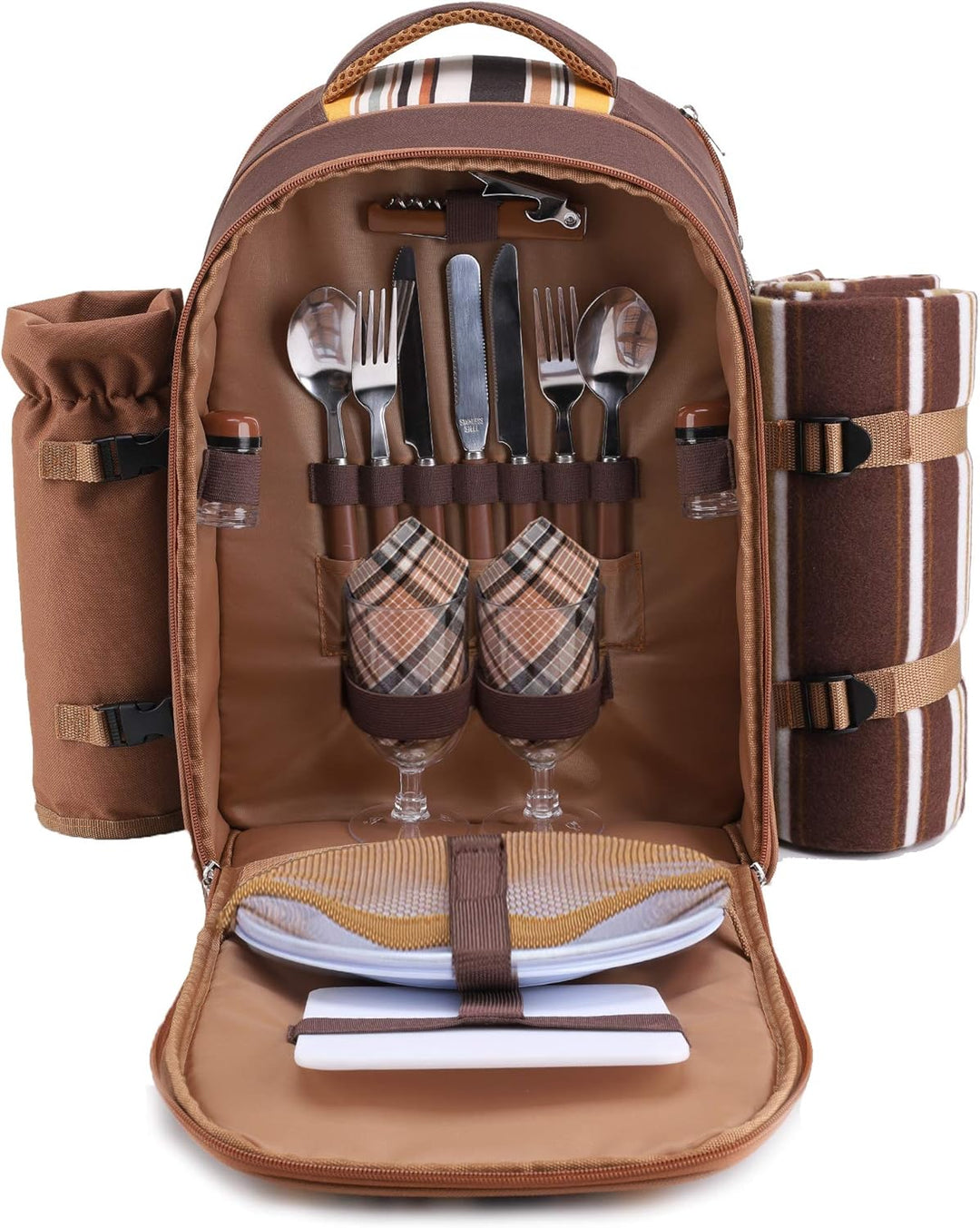 apollo walker Picknickrucksack für 2 Personen Picknick Rucksack Hamper Kühltasche mit Geschirr Set &