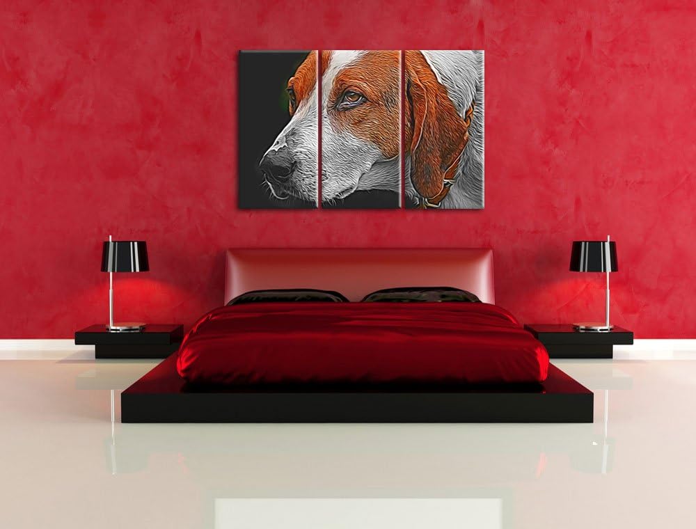 hübscher Hund im Seitenprofil NewArt 3-Teiler Leinwandbild 120x80 Bild auf Leinwand, XXL riesige Bil