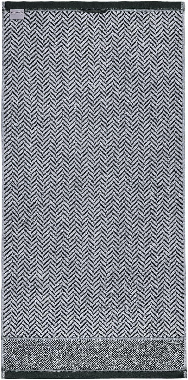 herzbach home Duschtuch 2er Set 100% Baumwolle 70x140 cm Gemustert, anthrazit 2 Duschtücher 70x140 c