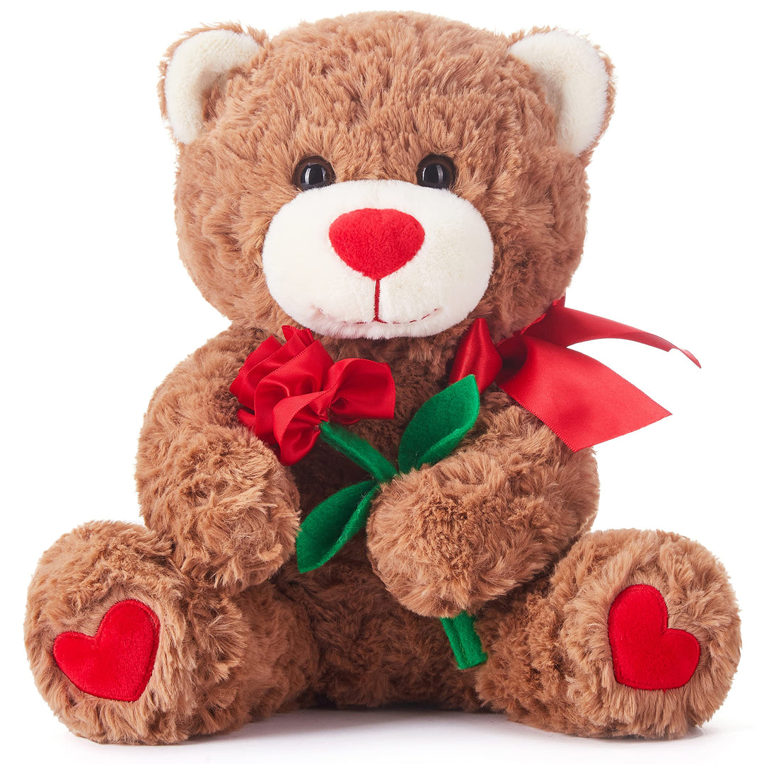 IKASA Teddybär Kuscheltier Liebes Plüschtier mit Schleife für Valentinstag, süsser 27cm Plüsch mit R