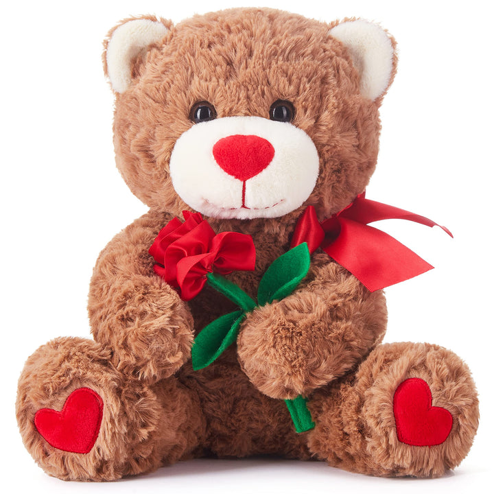 IKASA Teddybär Kuscheltier Liebes Plüschtier mit Schleife für Valentinstag, süsser 27cm Plüsch mit R