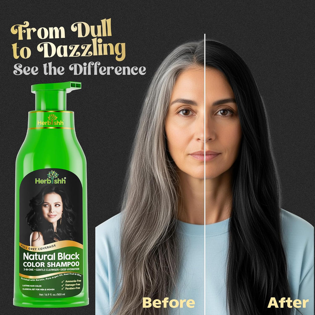 Herbishh Ultimate Hair Color Shampoo Kit (2 Stück Hair Color Shampoo + Argan Hair Mask) für graues H