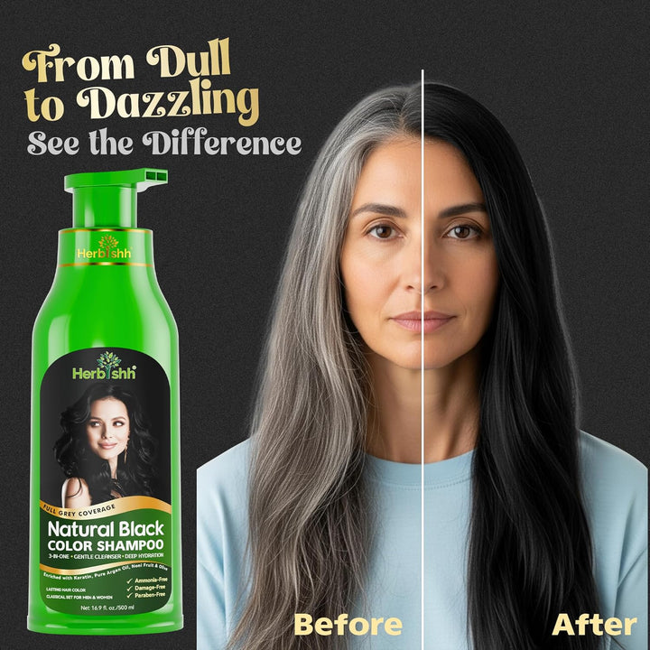 Herbishh Ultimate Hair Color Shampoo Kit (2 Stück Hair Color Shampoo + Argan Hair Mask) für graues H
