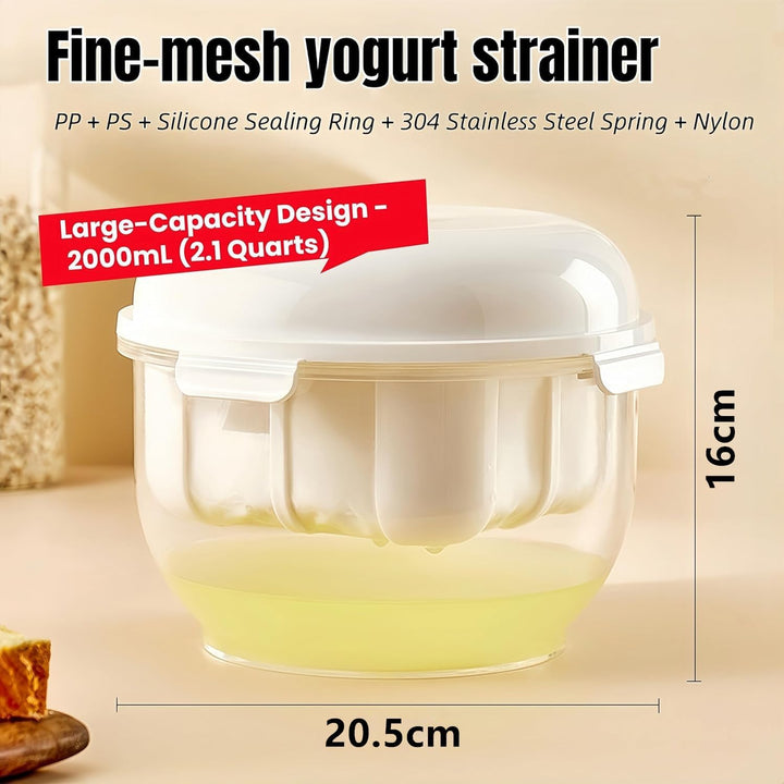 Feine Filtersiebe Joghurt Sieb mit Deckel,Wiederverwendbarer Joghurt Molke Separator,3000ml Griechis