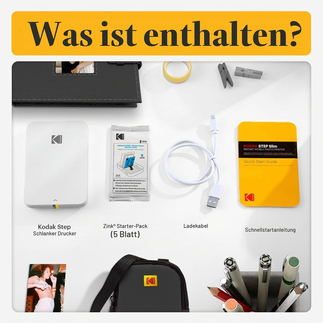 KODAK Step Slim Sofort-Smartphone-Fotodrucker - Tragbarer schlanker Farb-Mobilfotodrucker - Zink 2x3