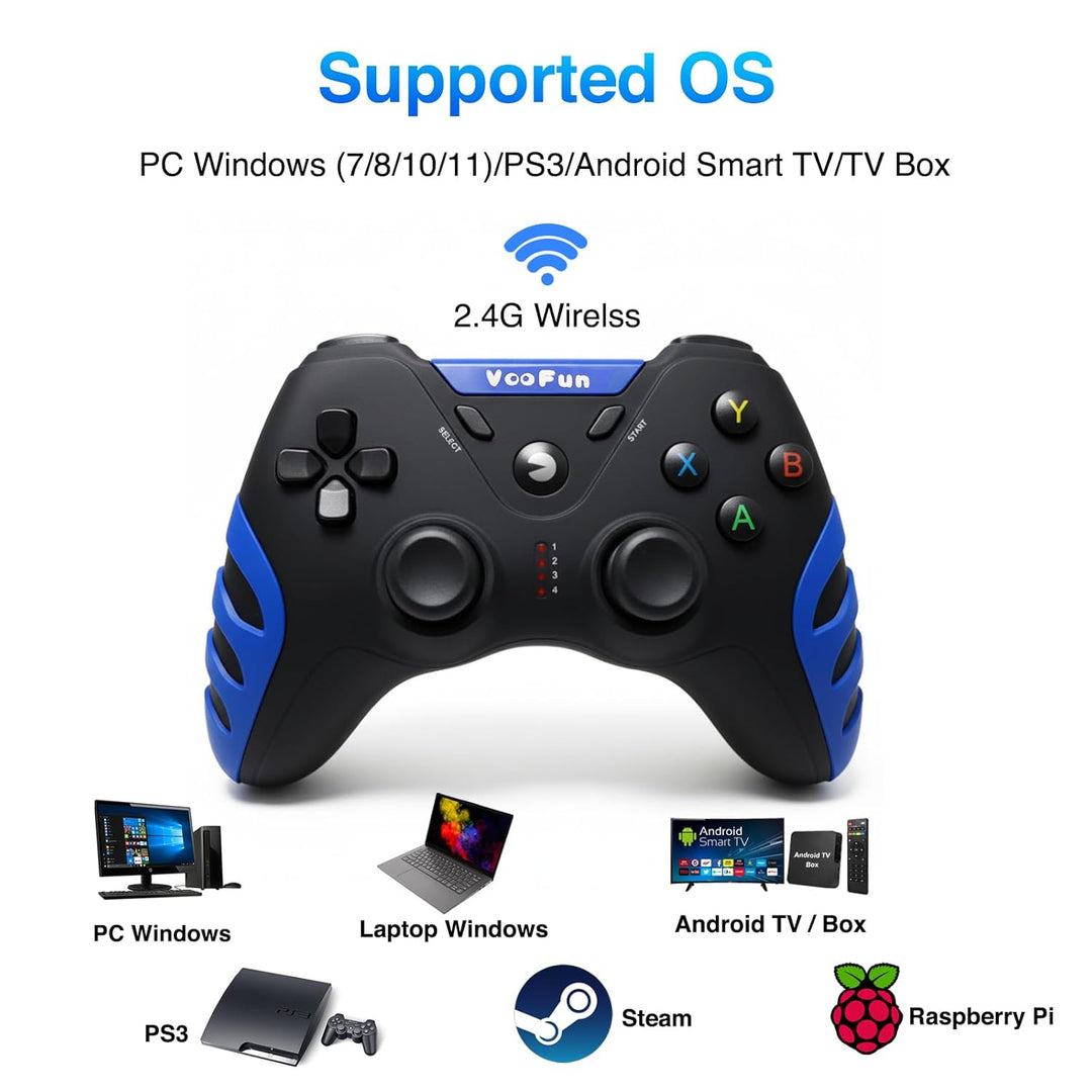 VooFun PC Controller, Wireless PS3 Controller PC Gamepad mit Dual-Vibration, Gaming Controller für P