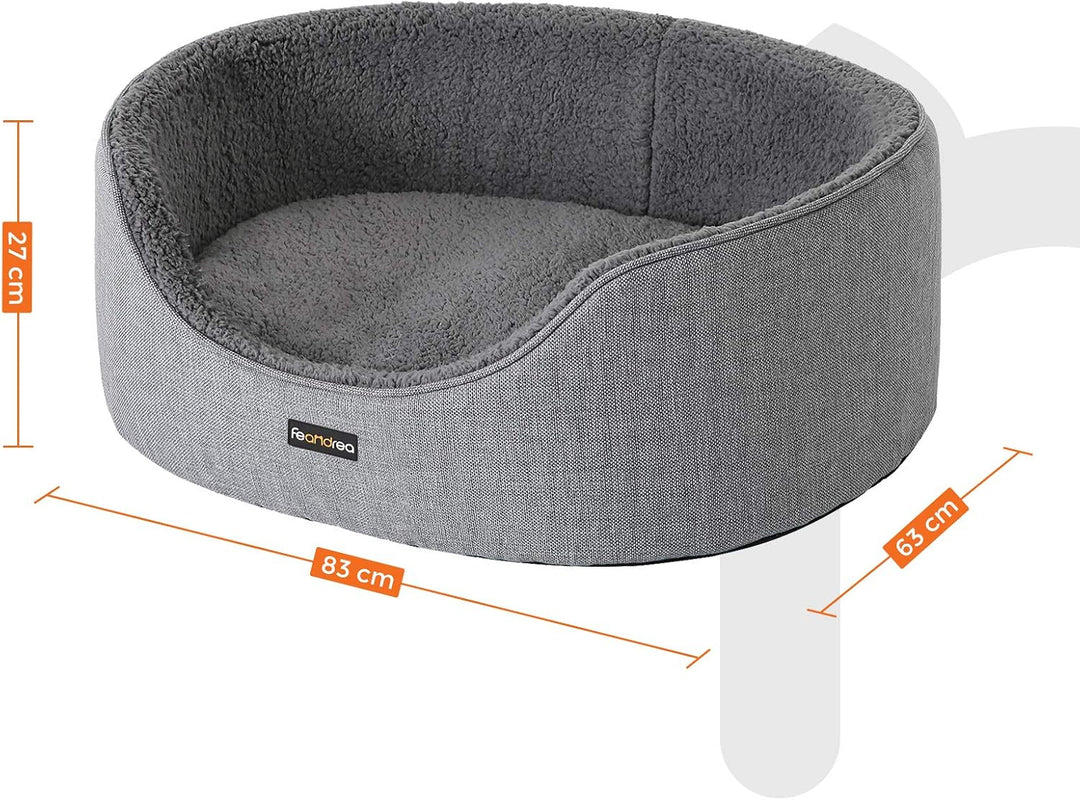 Feandrea Hundebett, Hundekorb, Wendekissen, 83 x 63 x 27 cm, grau PGW32GG Grau L 83 x B 63 x H 27 cm