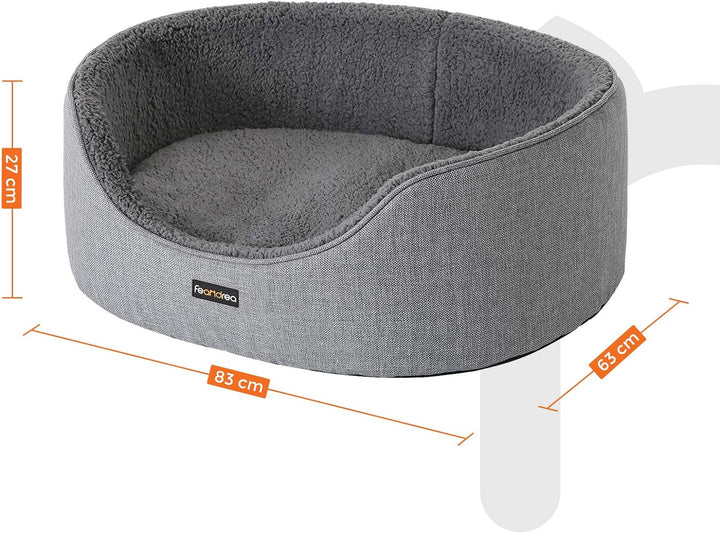 Feandrea Hundebett, Hundekorb, Wendekissen, 83 x 63 x 27 cm, grau PGW32GG Grau L 83 x B 63 x H 27 cm