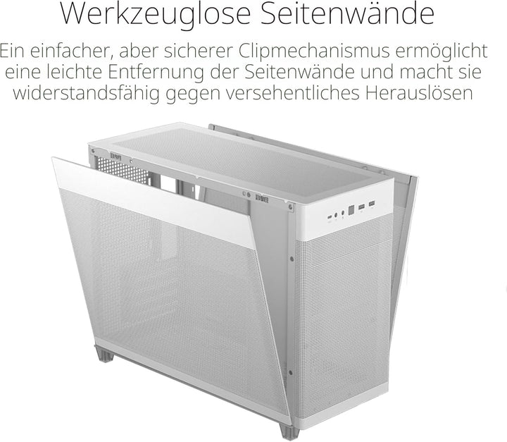 ASUS Prime AP201 MicroATX Gehäuse weiss (33 Liter, unterstützt 280- &amp; 360-mm-Kühler, Grafikkarten bi