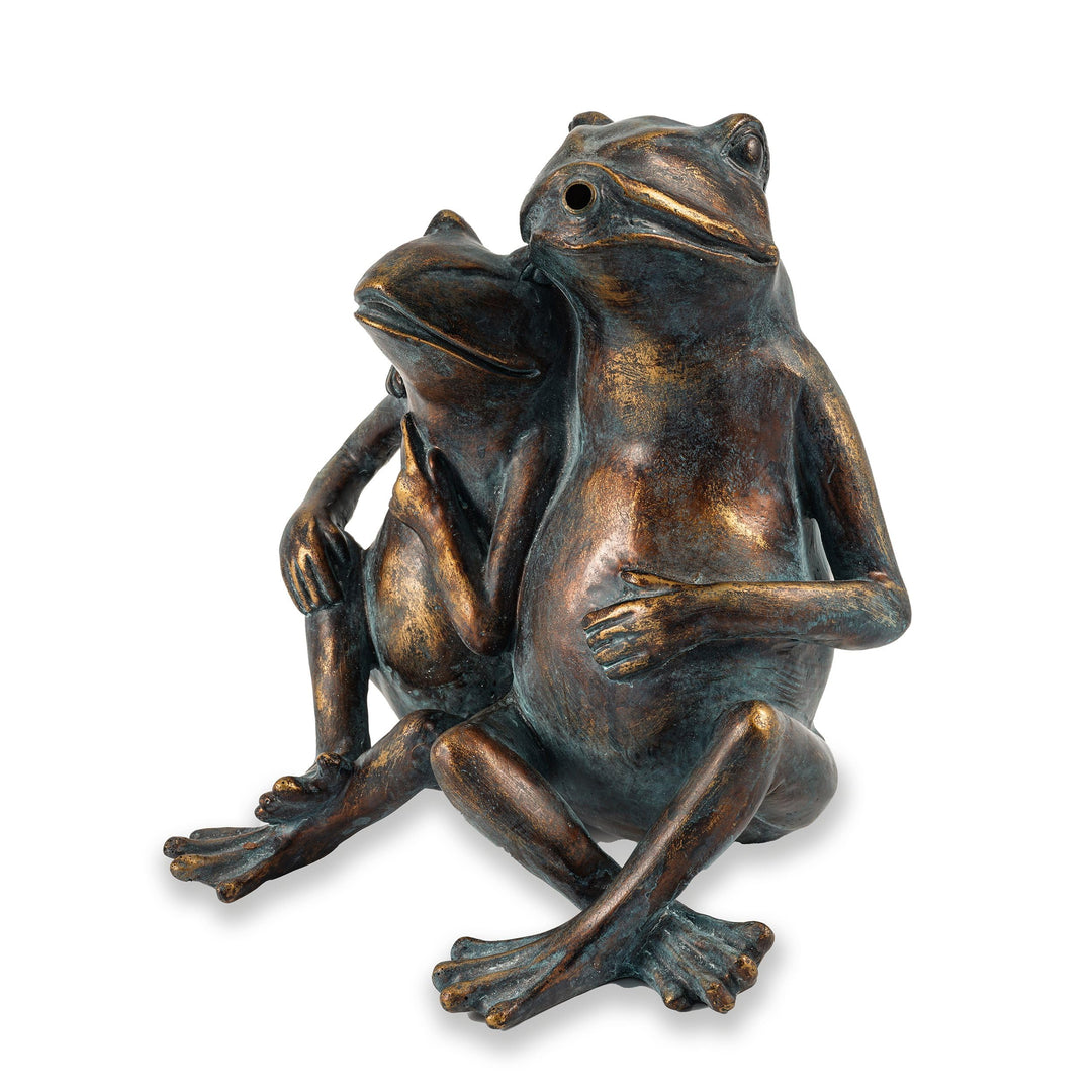 Wasserspeier Figur Froschpaar aus Kunststein - (L x B x H): ca. 200 x 150 x 220 mm - Schlauchanschlu