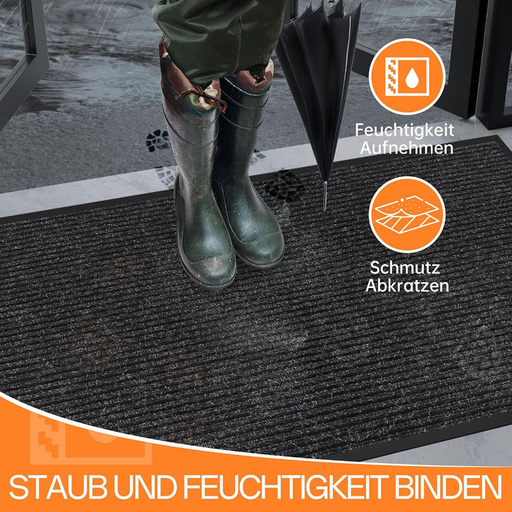 Fussmatte für Haustür innen und aussen | 90 x 120 cm Schmutzfangmatte für Eingangsbereich, super sau