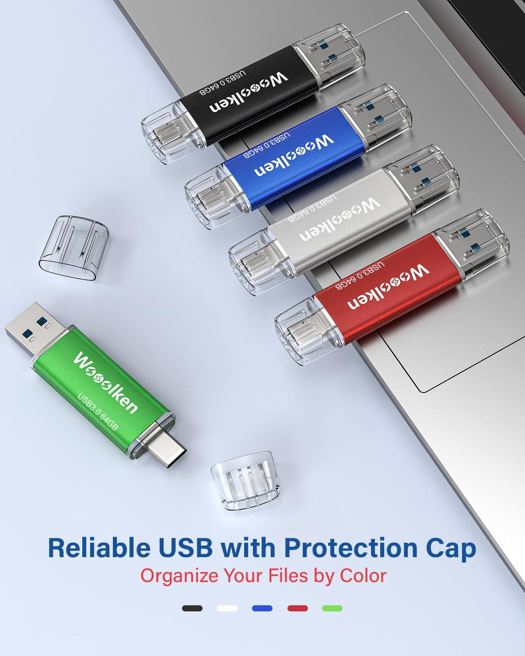 USB C Stick 64GB 3.0 OTG 2 Stück,WOOOLKEN 2er Pack Type-C (2-in-1 USB-Stick z.B.für Android Handy, T