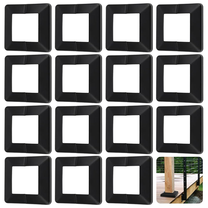 15 Stück Schwarze Pfostensockelabdeckung 10x10cm PVC Pfostenverkleidung Geteilte PVC Zaunpfostenhüls