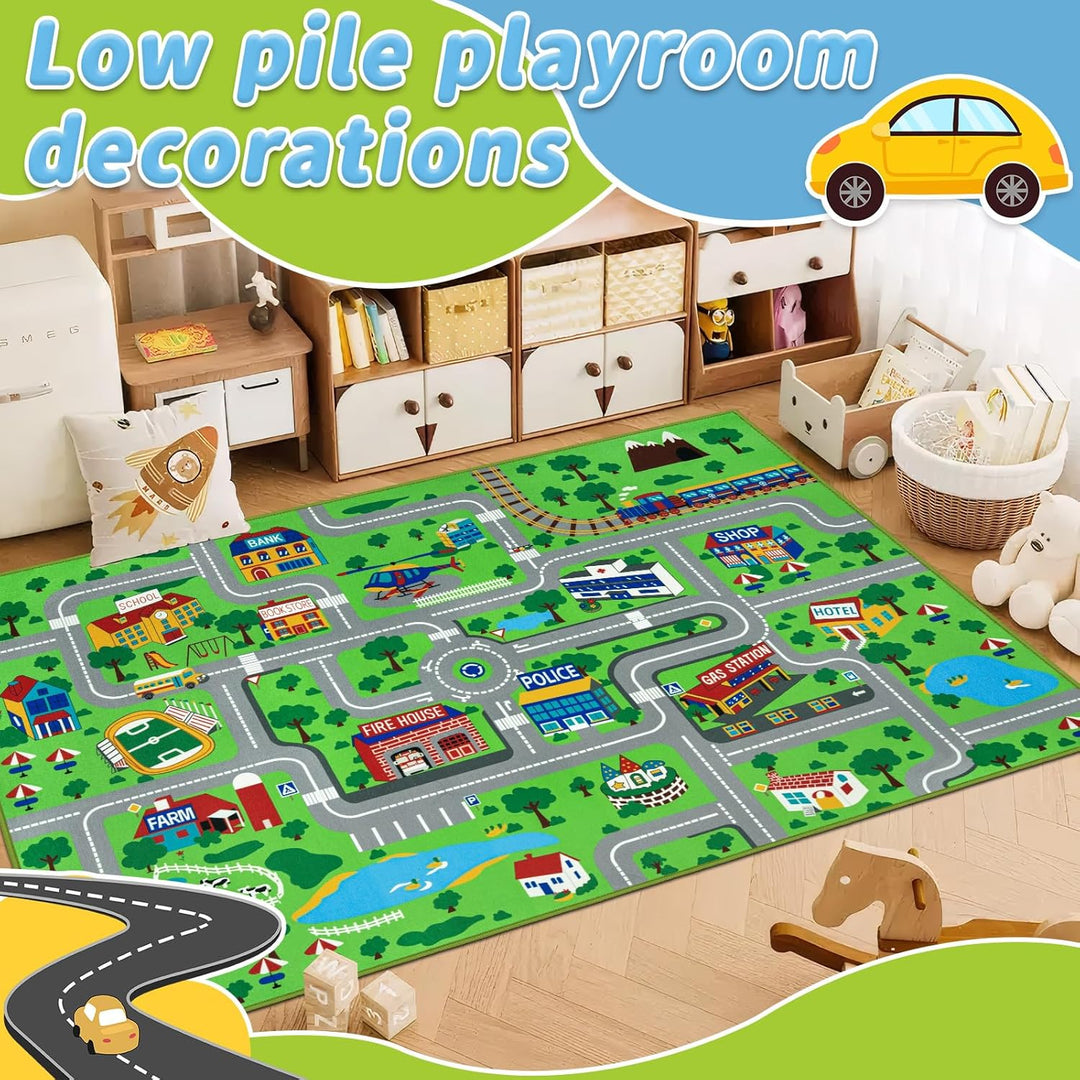 Capslpad Kinderteppich 150x200cm rutschfest Stadtplan Spielteppich Pädagogischer Spielteppich Maschi