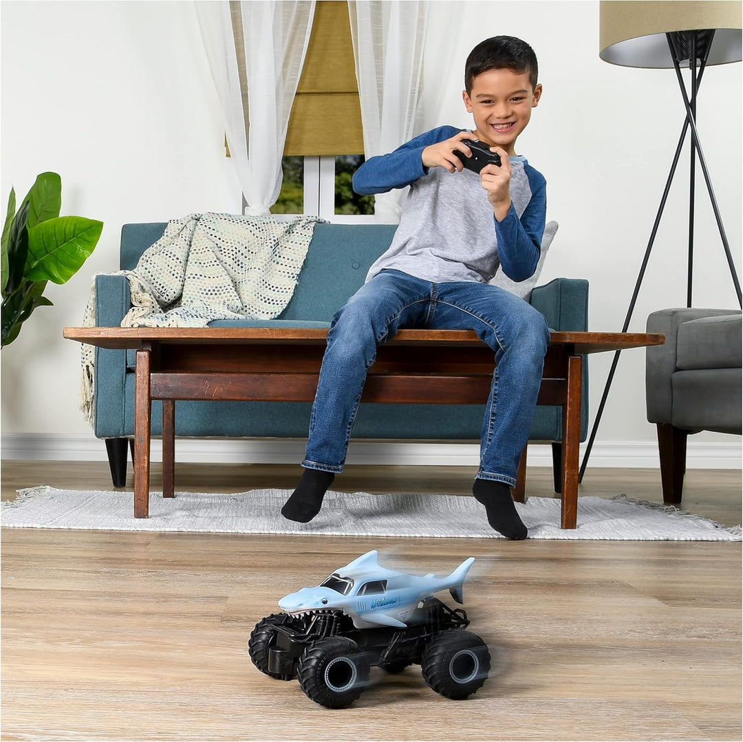 Monster Jam, Megalodon RC, Ferngesteuerter Truck im Megalodon Hai-Design, für drinnen und draussen,