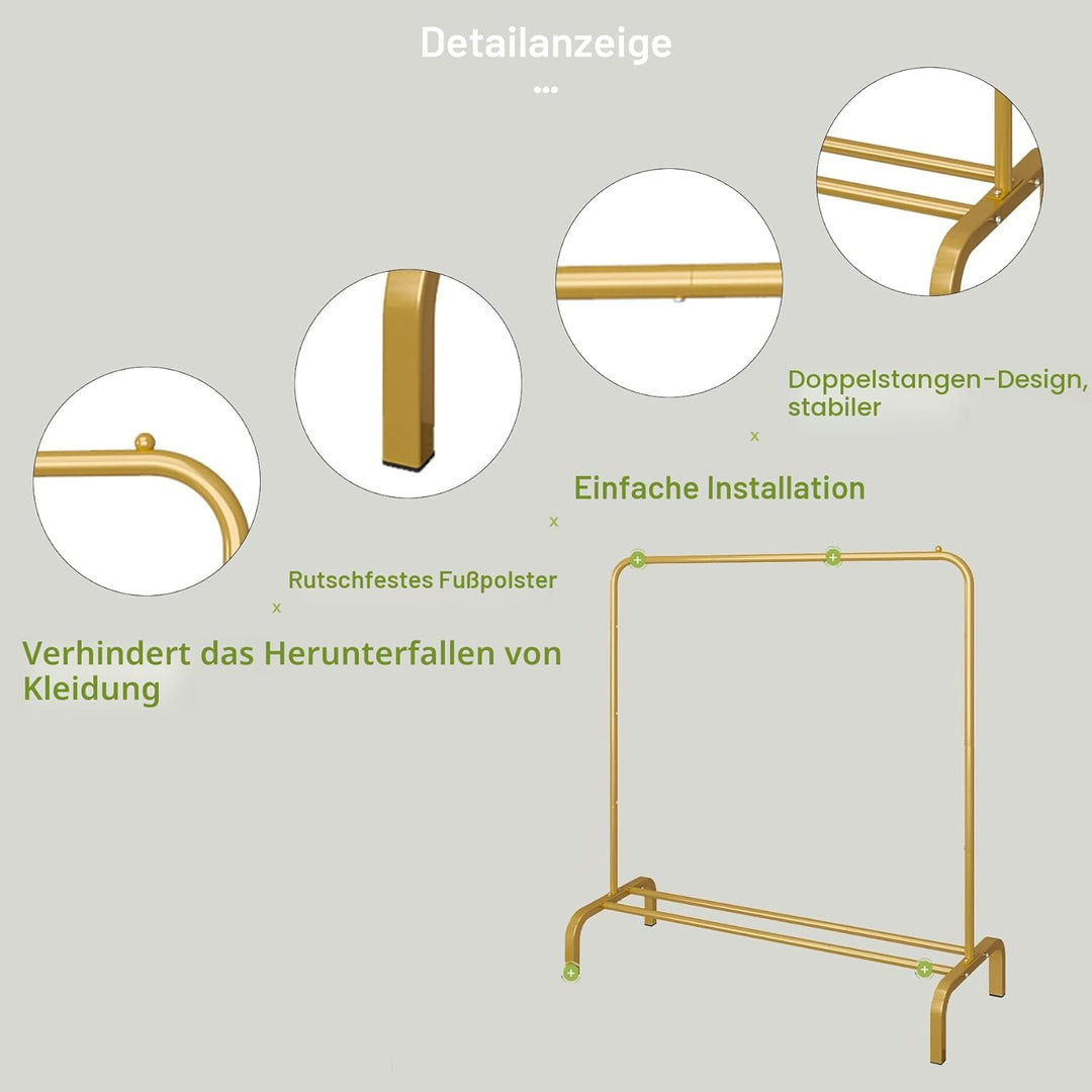 JIUYOTREE Kleiderständer 110 cm Metall Kleiderstange Kleiderstange Garderobe mit Untergestell für Mä