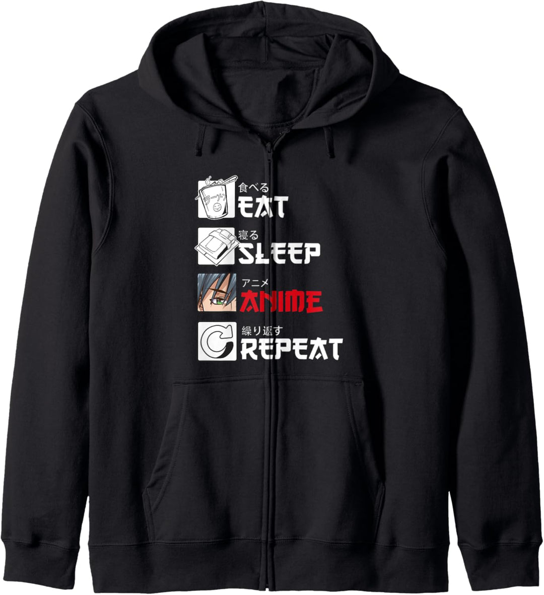 Eat Sleep Anime Repeat Japan Otaku Anime Kapuzenjacke