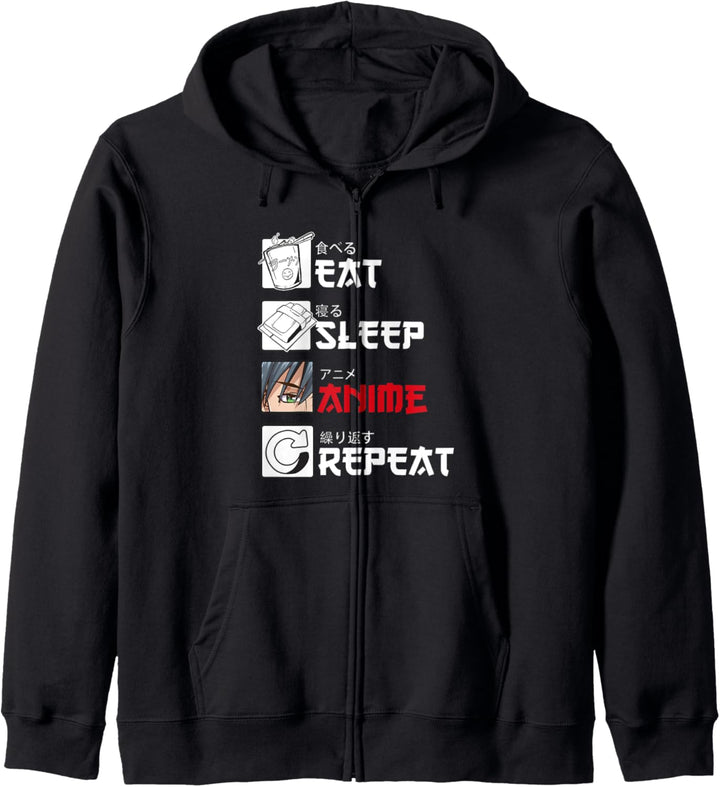 Eat Sleep Anime Repeat Japan Otaku Anime Kapuzenjacke