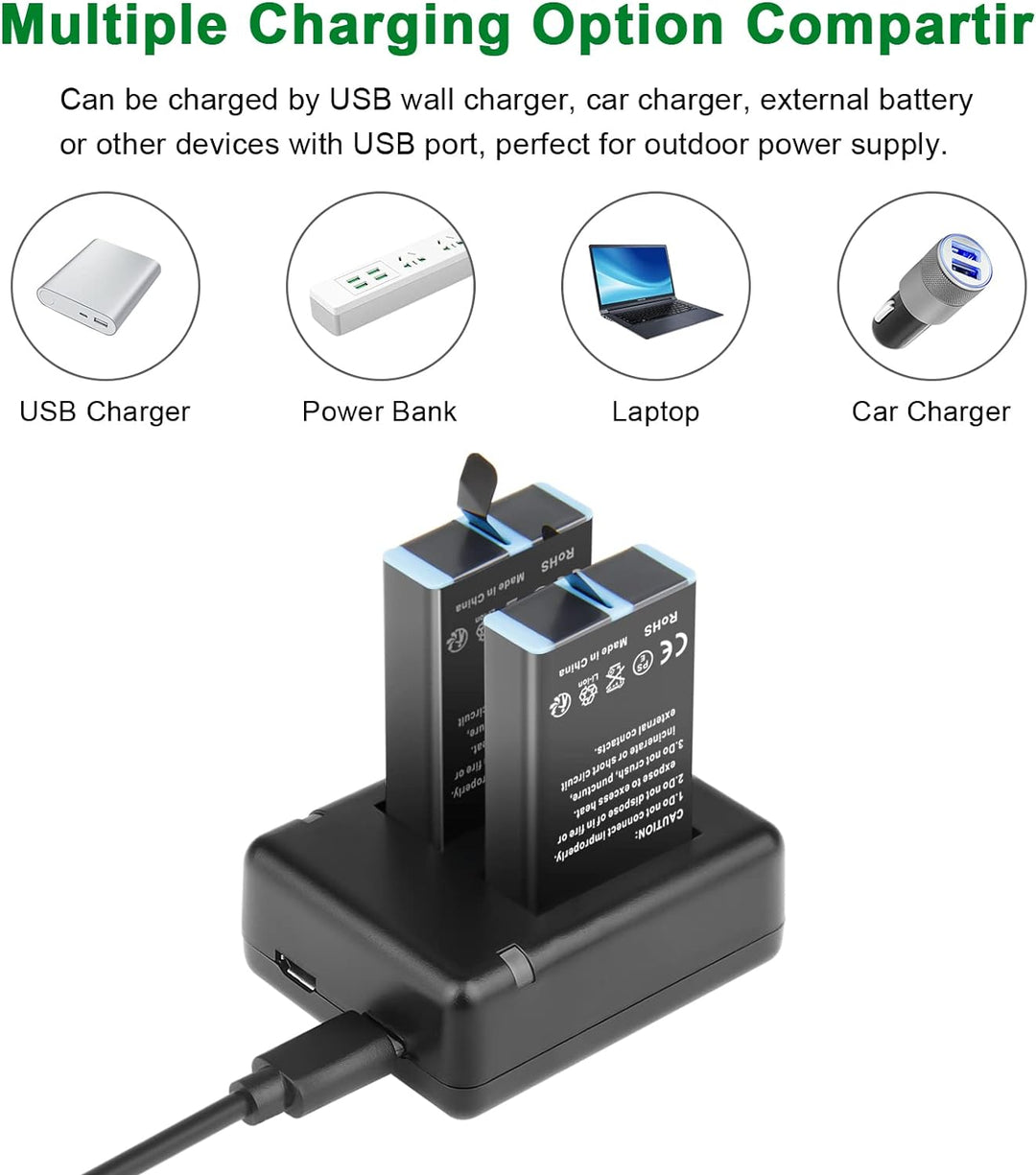 Shentec 3.85V, 2000mAh Li-ion für GoPro Enduro Akku (HERO10 Black/HERO9 Black) – Offizielles GoPro Z