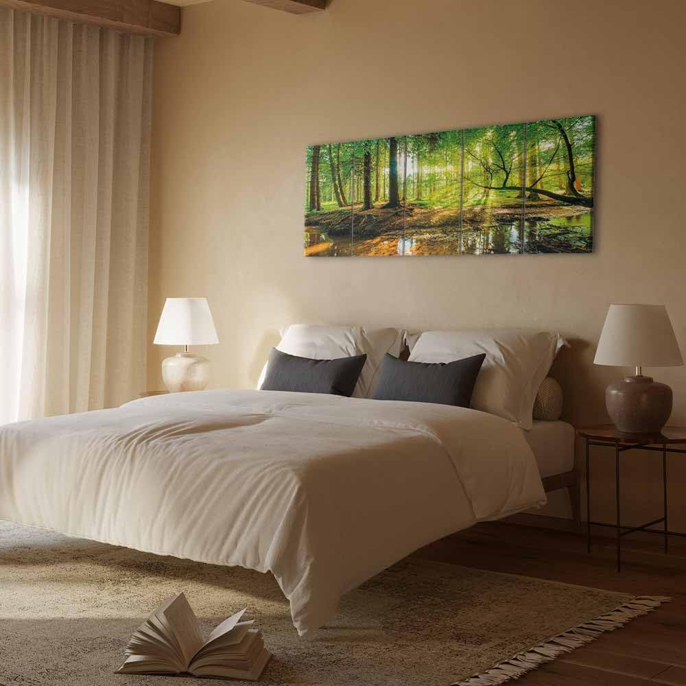 B&amp;D XXL - Akustikbild Akustikplatten Landschaft, 225x90 cm, 5-teilig, Büro Akustikbild PRO 225x90 cm