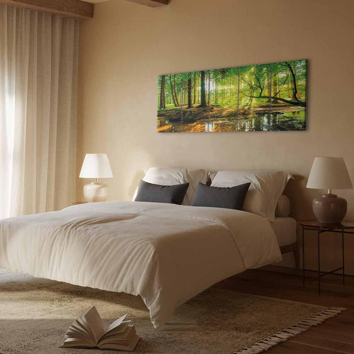 B&amp;D XXL - Akustikbild Akustikplatten Landschaft, 225x90 cm, 5-teilig, Büro Akustikbild PRO 225x90 cm