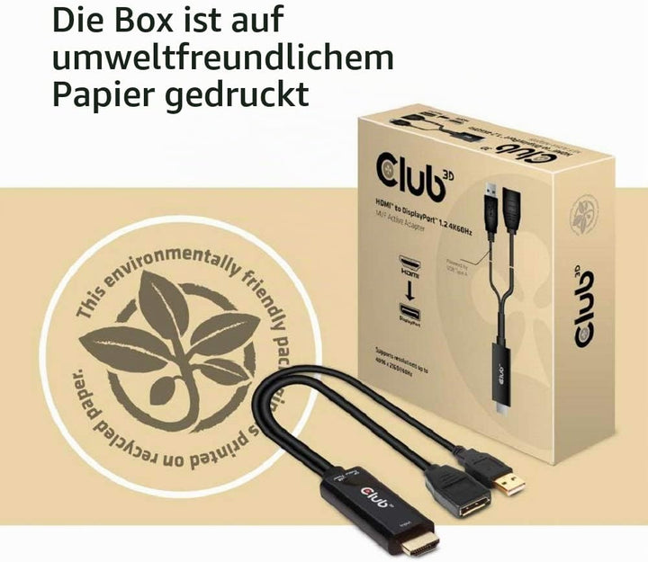 Club3D CAC-1331 - HDMI auf DisplayPort 1.2 4K60Hz M/F Aktiver Adapter, CAC-1331