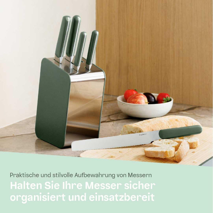 BergHOFF Home Edge Messerblock ohne Messer - Messerhalter Edelstahl - universal Küchenmesserblock -