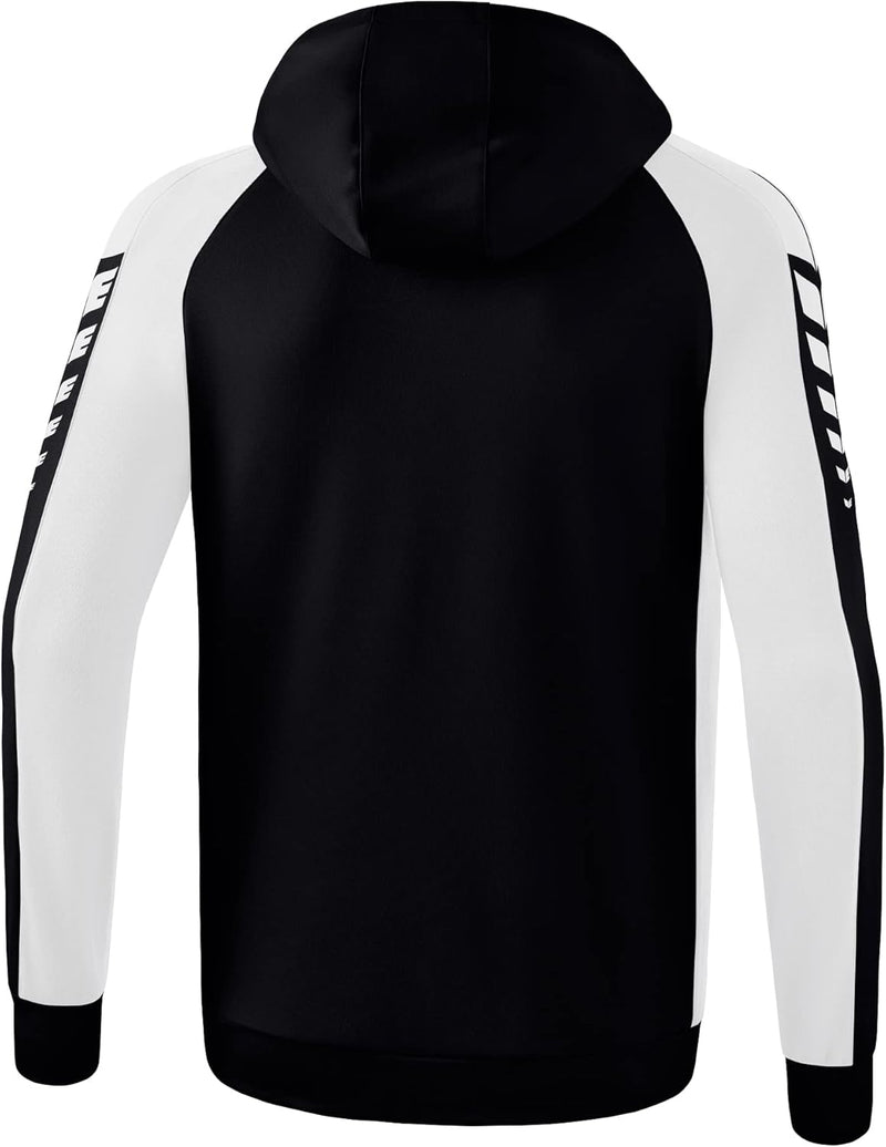 Erima Unisex Kinder Six Wings Trainingsjacke mit Kapuze 128 Schwarz/Weiss, 128 Schwarz/Weiss
