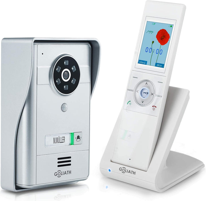 GOLIATH Funk Klingel Kabellos mit Kamera und Türöffner, Nachtsicht, Bewegungsmelder, Bildspeicher, T