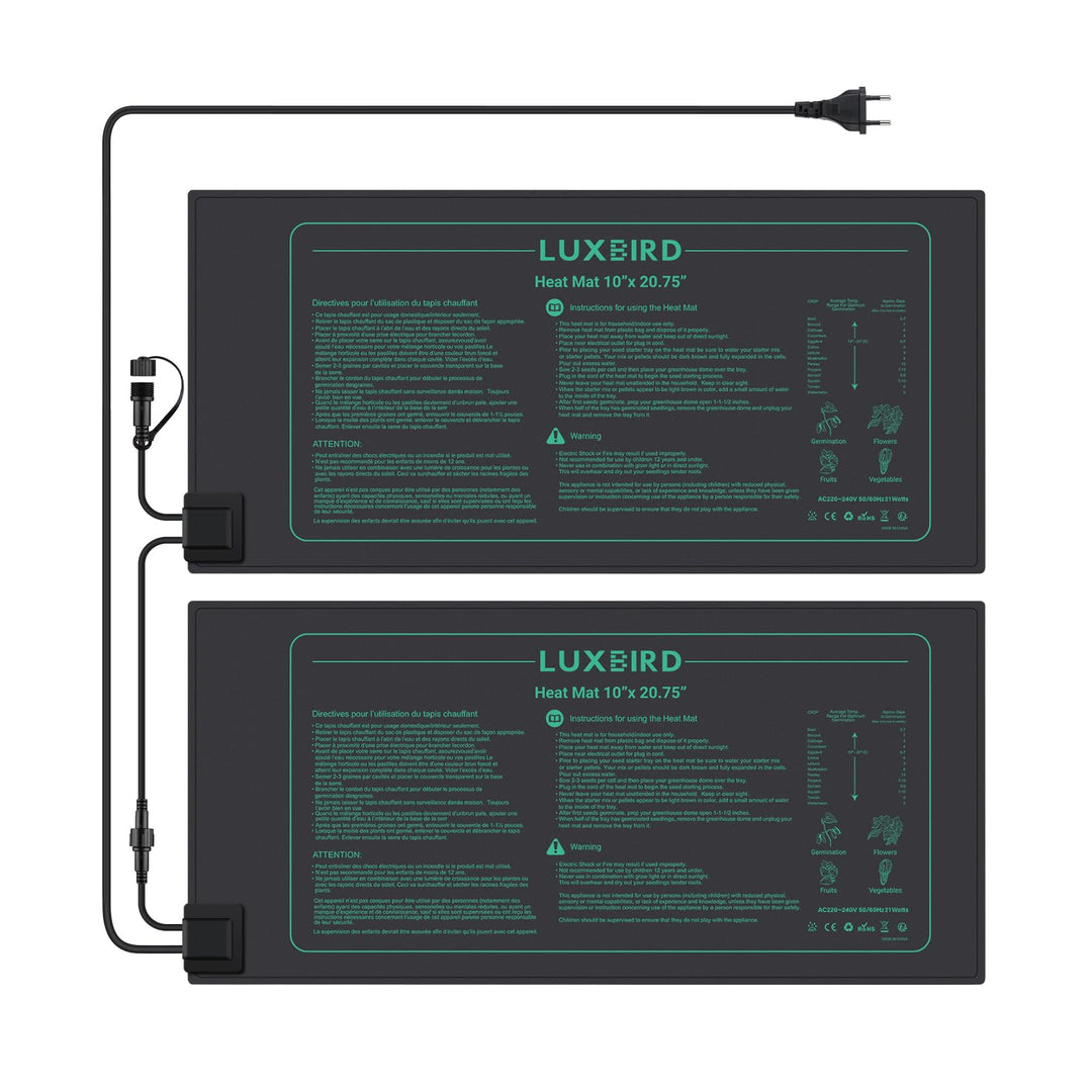 Luxbird Heizmatte Wärmematte für Germination, 2 Stück Heizmatten, Eins-zu-viele-Steuerung, Zimmergew