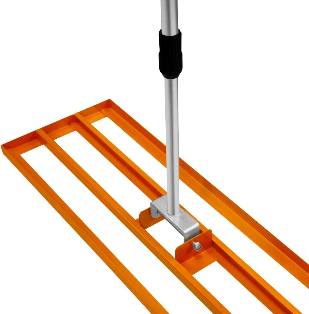 Rasenrakel 100cm x 32cm Levelingrake Rasen Rake Rakel zum Sanden Stahl Orange Flächenebener Verzinkt