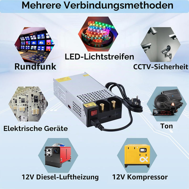 NUOFUWEI DC 12V 100A 1200W Netzteil Transformator Schalternetzteil 230V AC auf DC Netzteil 12Volt 10