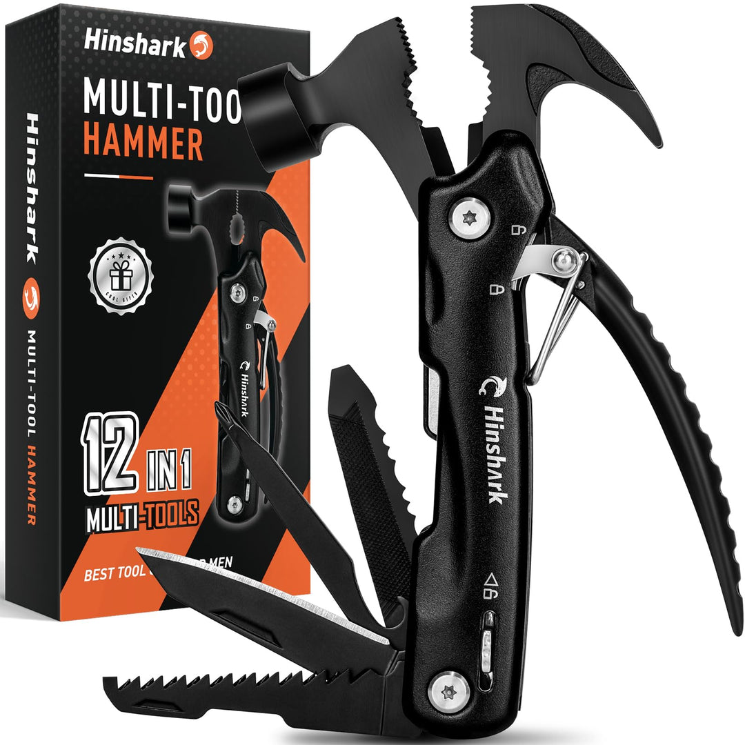 Hinshark Geschenke für Männer, 12 in 1 Multitool Camping Zubehör, Adventskalender Füllung für Männer