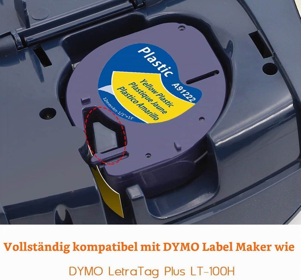 Wonfoucs kompatibel mit Dymo Letratag Etikettenband, kompatibel mit Dymo Etikettenband 12mm x 4m, Be