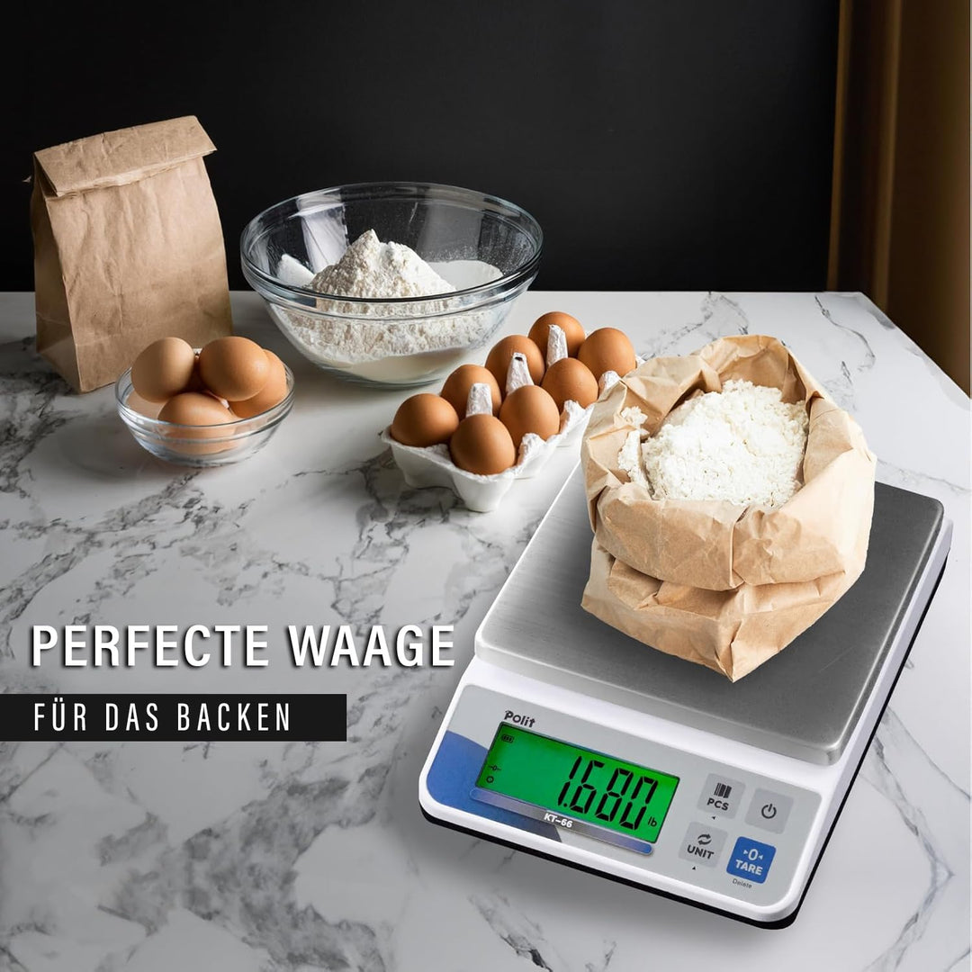 Polit KT-66 Digitale Küchenwaage 18 lb – Hochkapazitäts-Lebensmittel- &amp; Universalwaage mit 0,5 g Prä