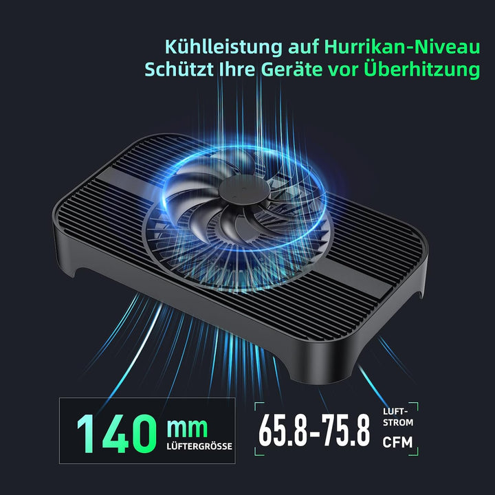 X3-V2 Router-Kühler, 140 mm USB-Lüfter mit 3 Stufen, Schwarz