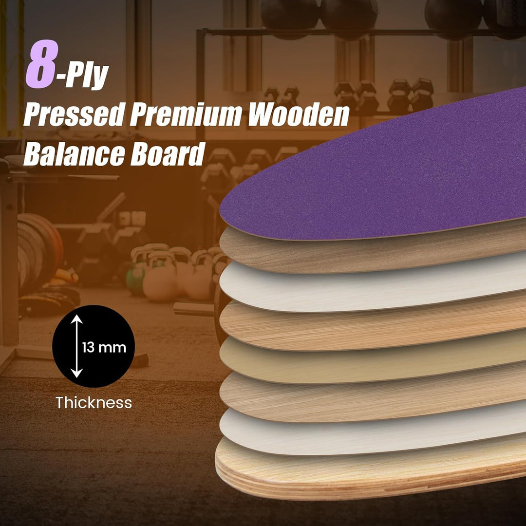 FANTASK Holz Balance Board, Balancebrett, Balance Trainer Trickboard für zuhause, inkl. Korkrolle, B