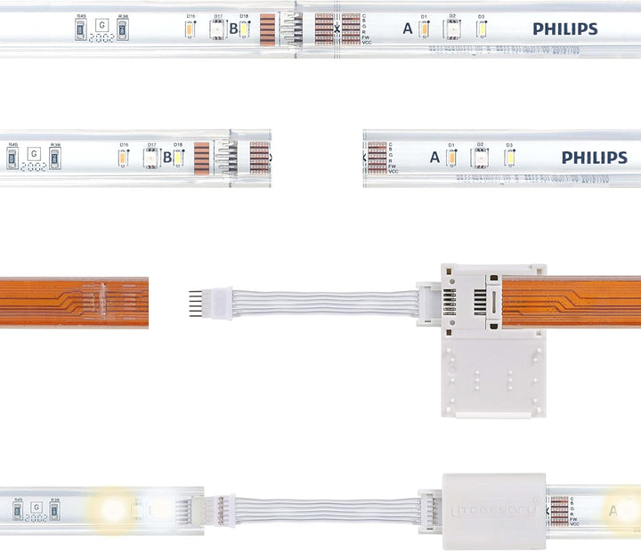 Litcessory 6-Polig auf Gekürztes Ende Verlängerungskabel für Philips Hue Lightstrip Plus (50mm, 4 St