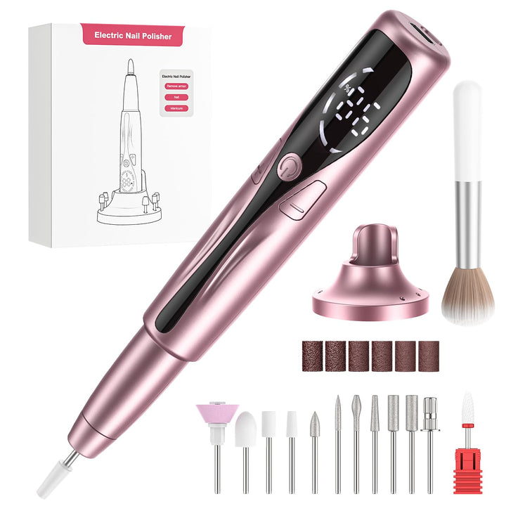 PKBD Elektrische Nagelfeile mit Ladestation, Kabellos Nagelfräser Set 20.000 U/min, 12 in 1 Profi Ma