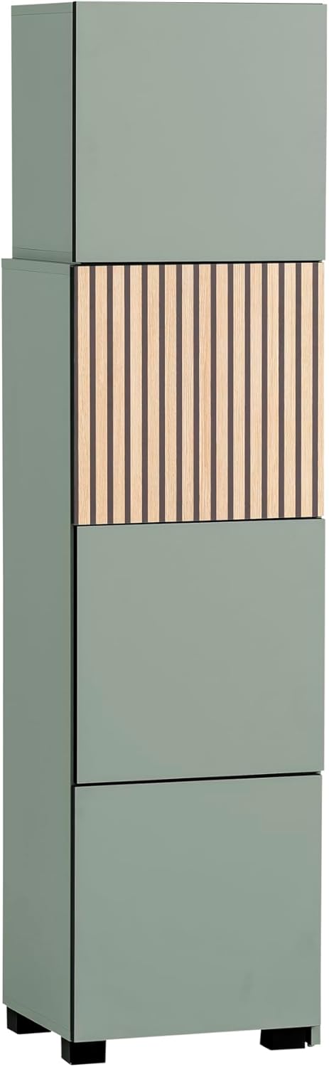 Schildmeyer Alexa Schieberegal 701942, Pistazie/Akustikpaneel Dekor, 42-70 x 33,1 x 165,1 cm, Pistaz
