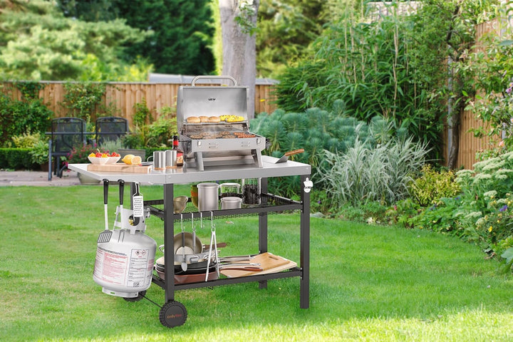 Onlyfire Grillwagen | Edelstahl Grilltisch mit grosser Arbeitsfläche und Beistelltisch, Grill Beiste