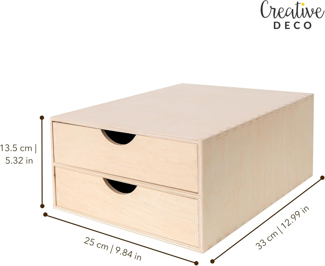Creative Deco Schubladenbox Schubladenelement | 2 Schubladen | 33 x 25 x 13,5 cm (+/- 1 cm) | Mini-K