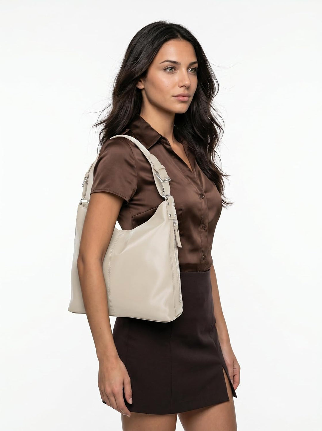 Samantha Look Handtasche Echt Leder Damen | Made in Italy, elegante Schultertasche, Umhängetasche au