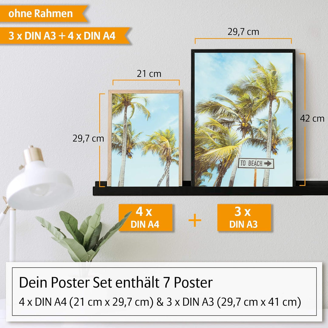 Hyggelig Home Premium Poster Set - 7 passende Bilder im stilvollen Set - Collage Bild Wand Deko - Se