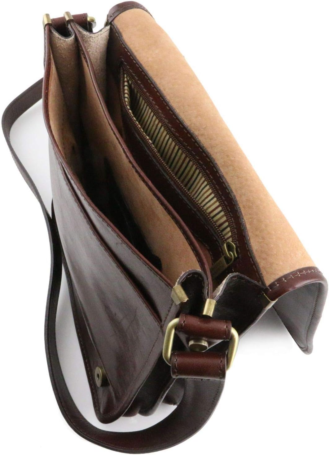 Tuscany Leather TL Messenger Umhängetasche aus Leder mit zwei Fächer Braun, Braun
