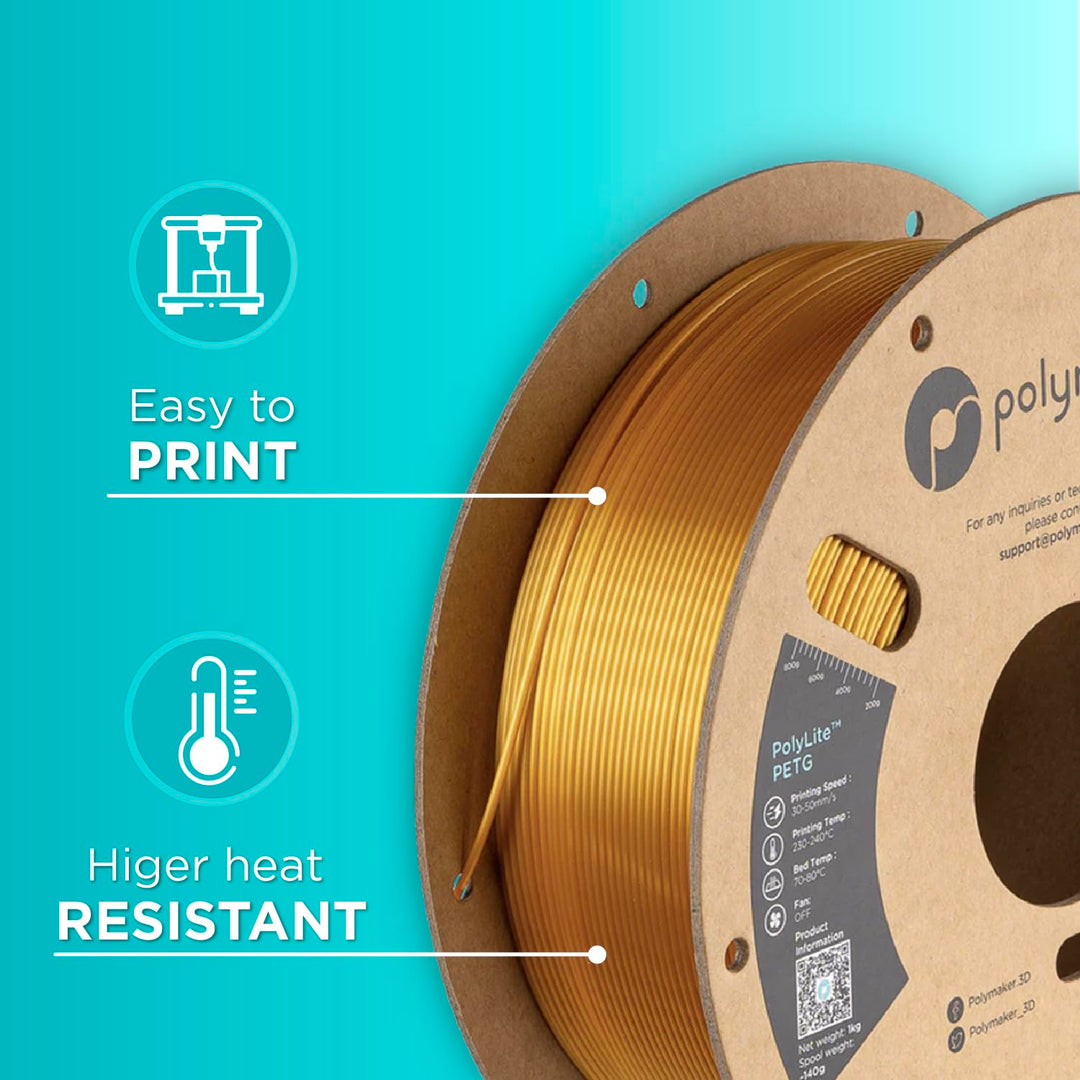 Polymaker PolyLite PETG Gold - 1,75mm - 1kg 1 kg Petg Gold (Hex Code: #Cc8a00), 1 kg Petg Gold (Hex